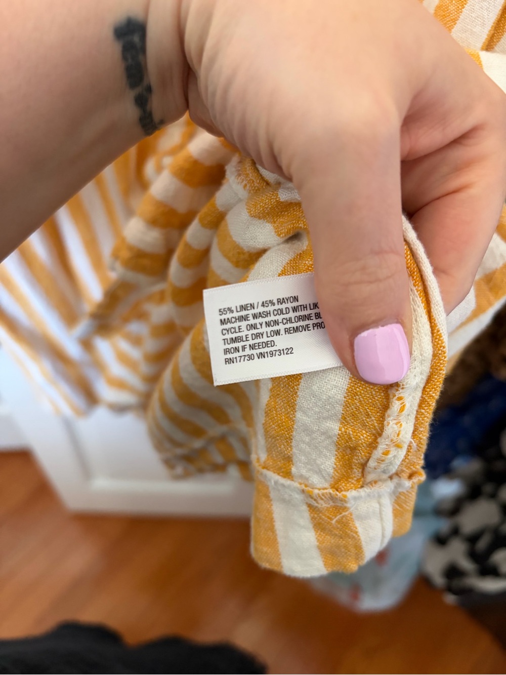 2X Linen Ava & Viv Yellow and White Striped Button-Up Shirt Dress - Picture 3 of 3
